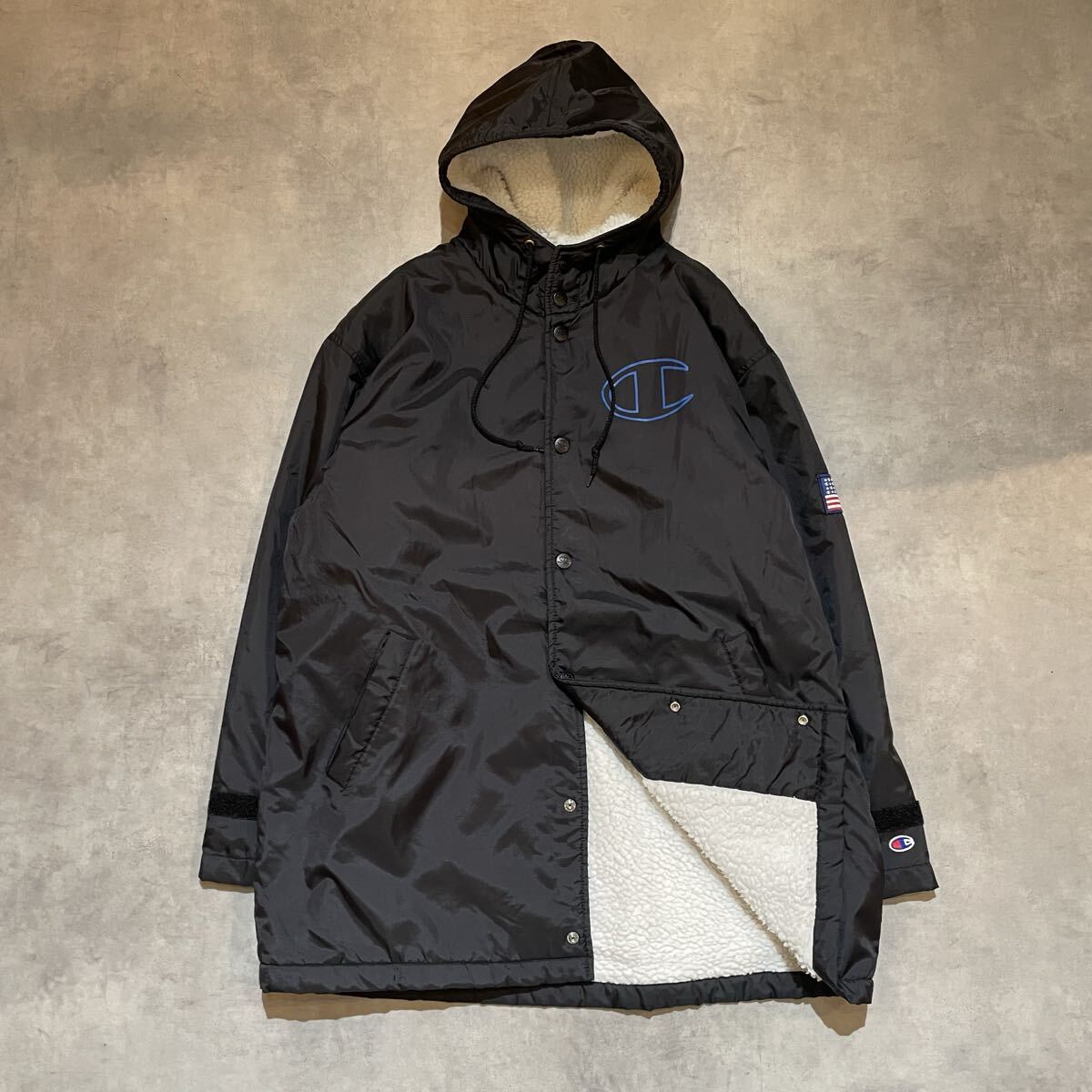 90s Champion チャンピオンアスレチック 青タグ 裏ボア ベンチコート 拍卖