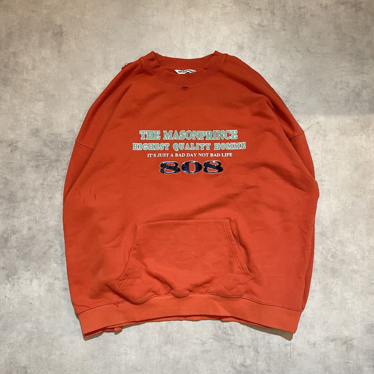 MASONPRINCE メゾンプリンス オーバーサイズカンガルーポケットダメージスウェット拍卖