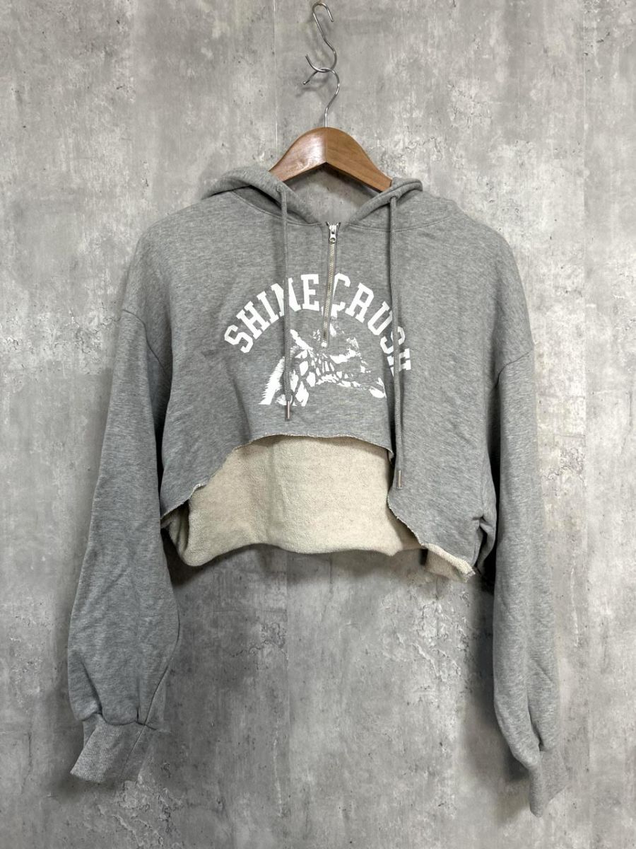 TOEASY ショート丈 ハーフジップ プルオーバー パーカー sizeF/グレー ■◇ レディース拍卖