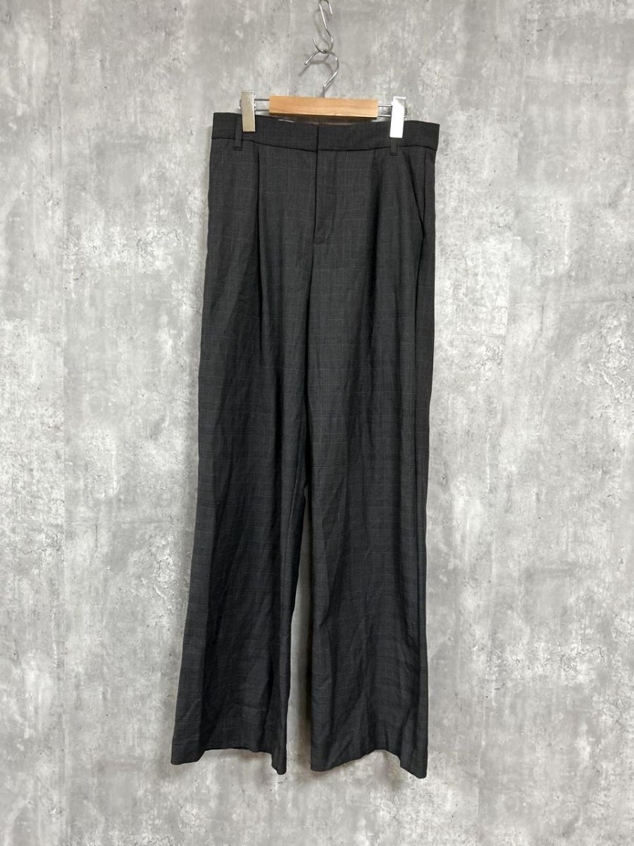 ZARA ザラ メンズ チェック ワイド スラックス パンツ sizeM/グレー ■◆ メンズ拍卖