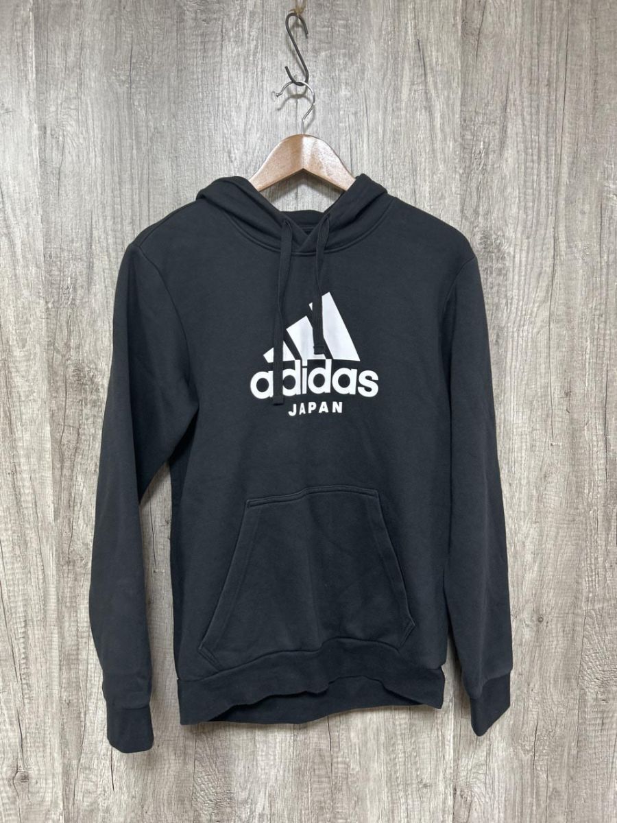 adidas アディダス ロゴ JAPAN プルオーバー パーカー sizeL/黒 ◆■ レディース拍卖