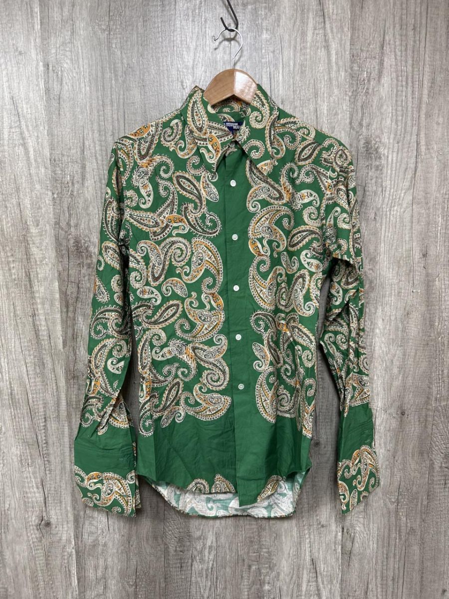 ネコポスOK JUNYA WATANABE COMME des GARCONS ペイズリー柄 ネル シャツ sizeM/緑 ◆■◎ メンズ拍卖