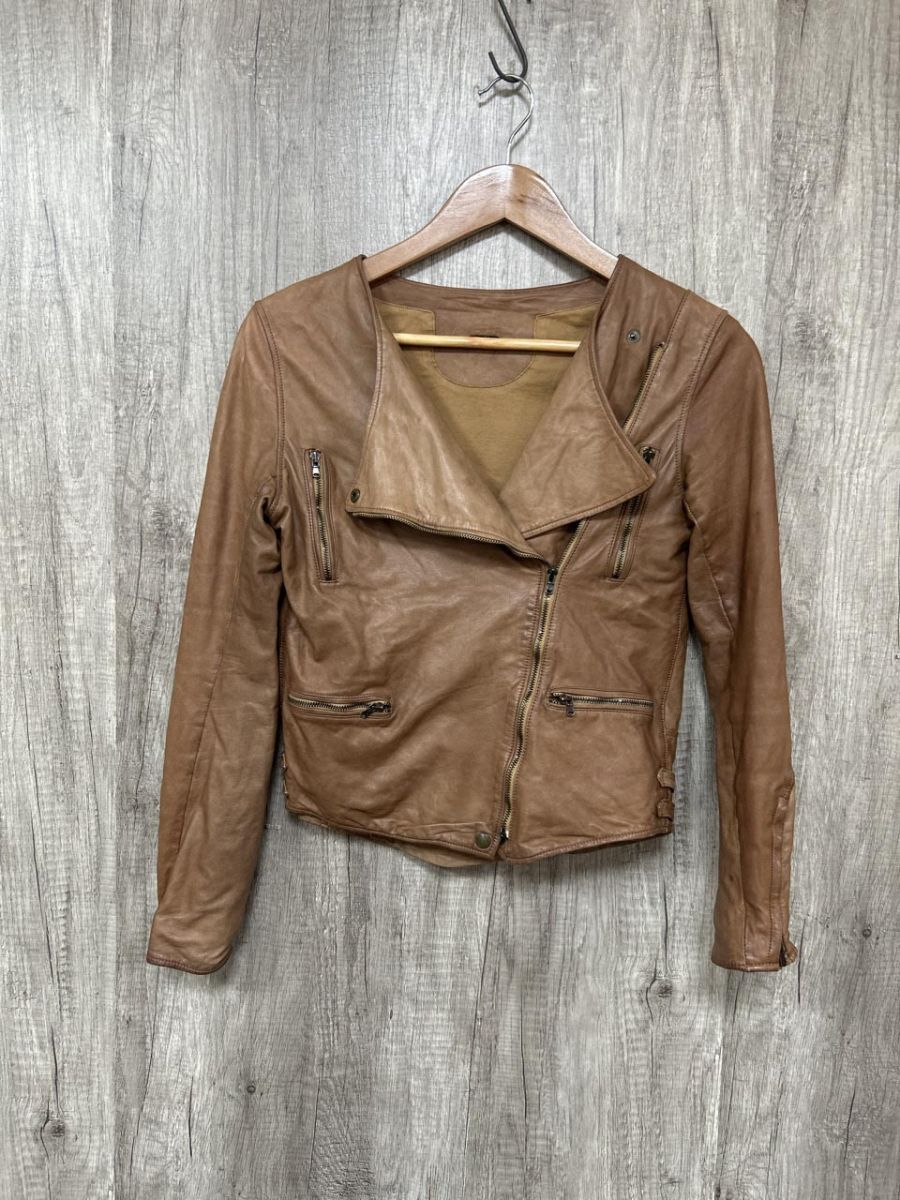 sisii シシ 牛革100% ダブル ライダース ジャケット 茶 ◆■ レディース拍卖