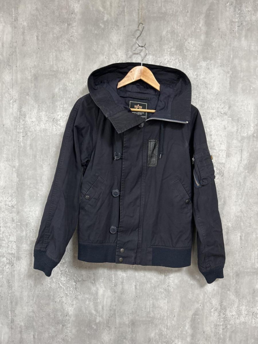 ALPHA ×SHIPS N-2B 短丈 コットン フライト ジャケット sizeS/紺 ◆■◎ メンズ拍卖