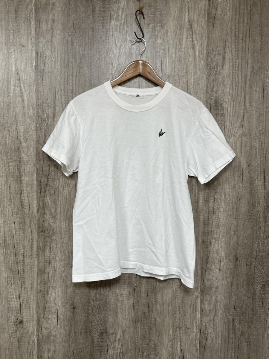 ネコポスOK IAMI 胸元に洗濯ばさみの刺 Tシャツ sizeF/白 ■◆ レディース拍卖