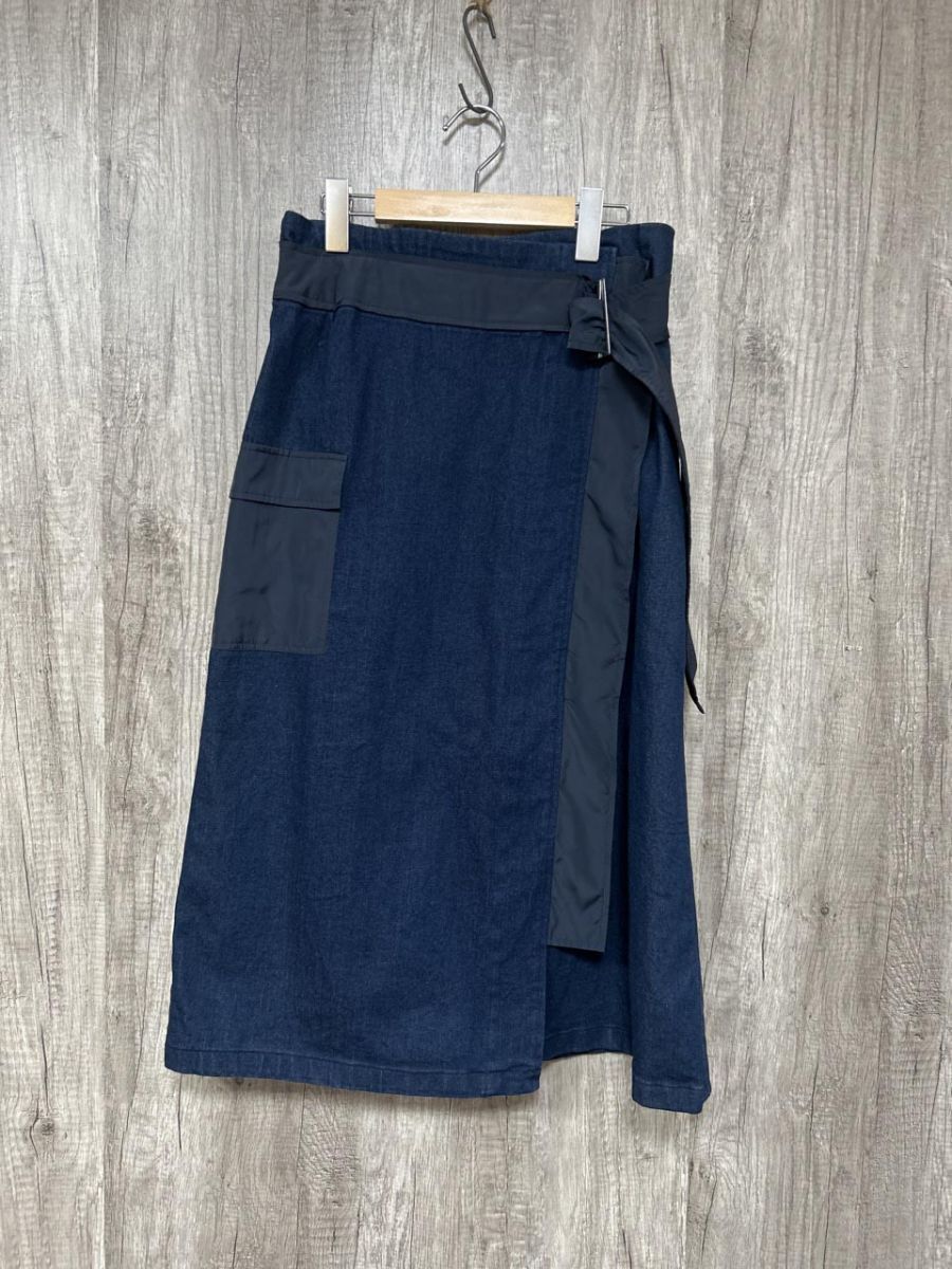 ネコポスOK MICELLE 無地 ロング デニムスカート size38/− ■■◎ レディース拍卖