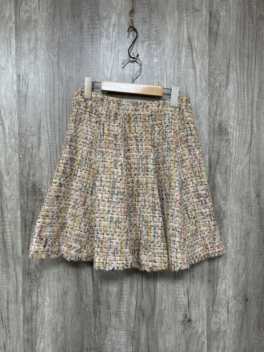 美品 ANAYI アナイ ツイード タグ付未使用品 フレア ミニ スカート size38/マルチカラー ◆■ レディース拍卖