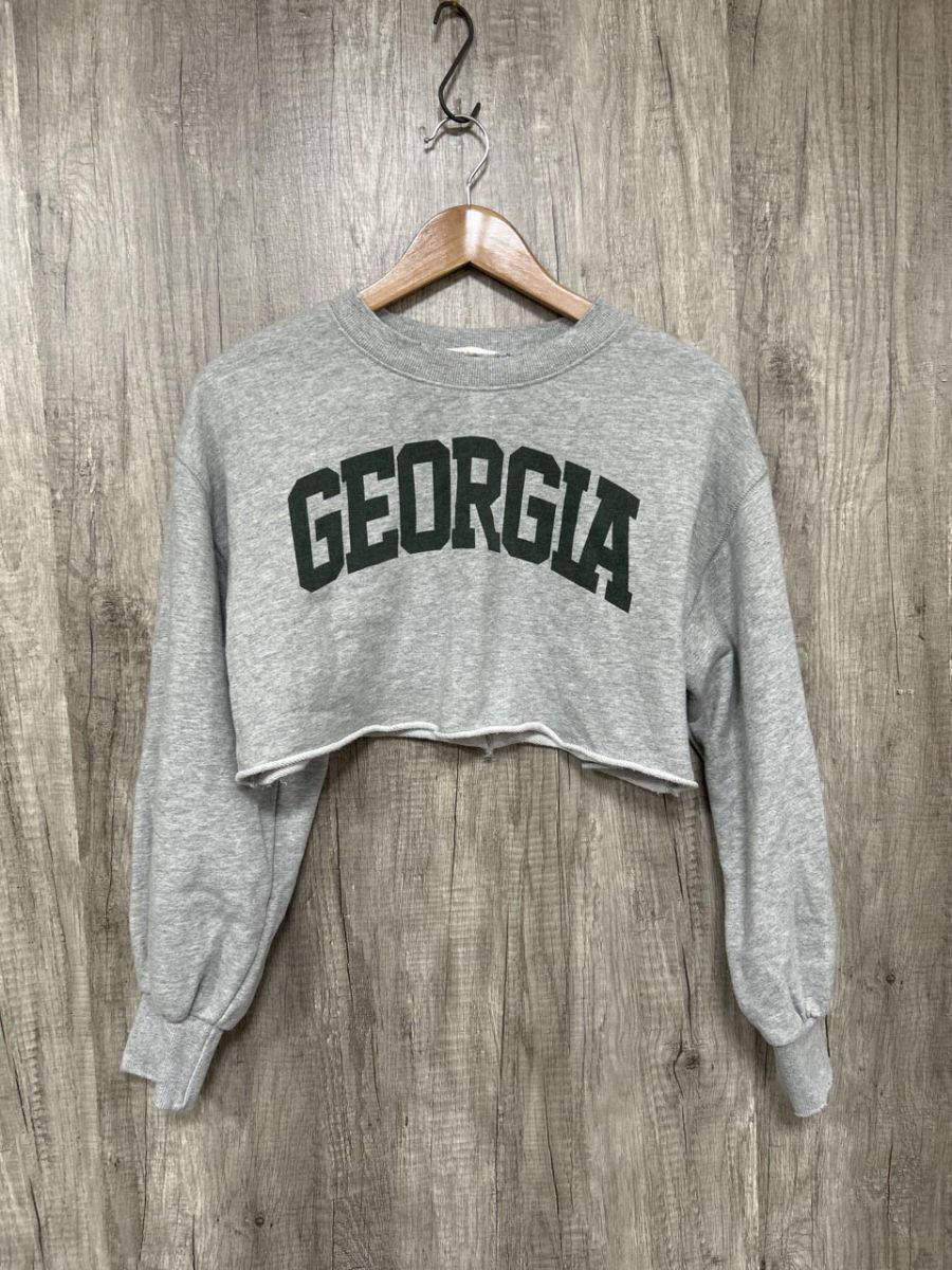 ネコポスOK フーズフーチコ オーバーサイズ ショート丈 プリント クルーネック スウェット sizeF/グレー ◆■ レディース拍卖