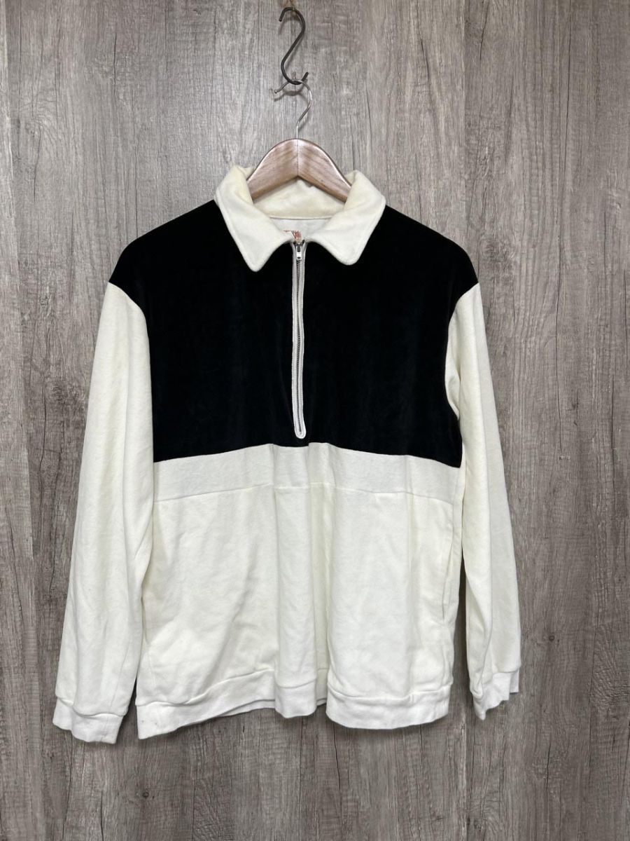 ネコポスOK SUNNY SPORTS 無地 ジップアップ パーカー 白x黒 ◆■ レディース拍卖