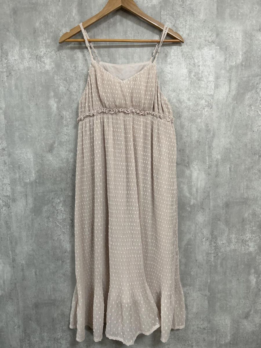 ネコポスOK flower フラワー ウェービープリーツ キャミソール ワンピース sizeF/ベージュ ■◆ レディース拍卖