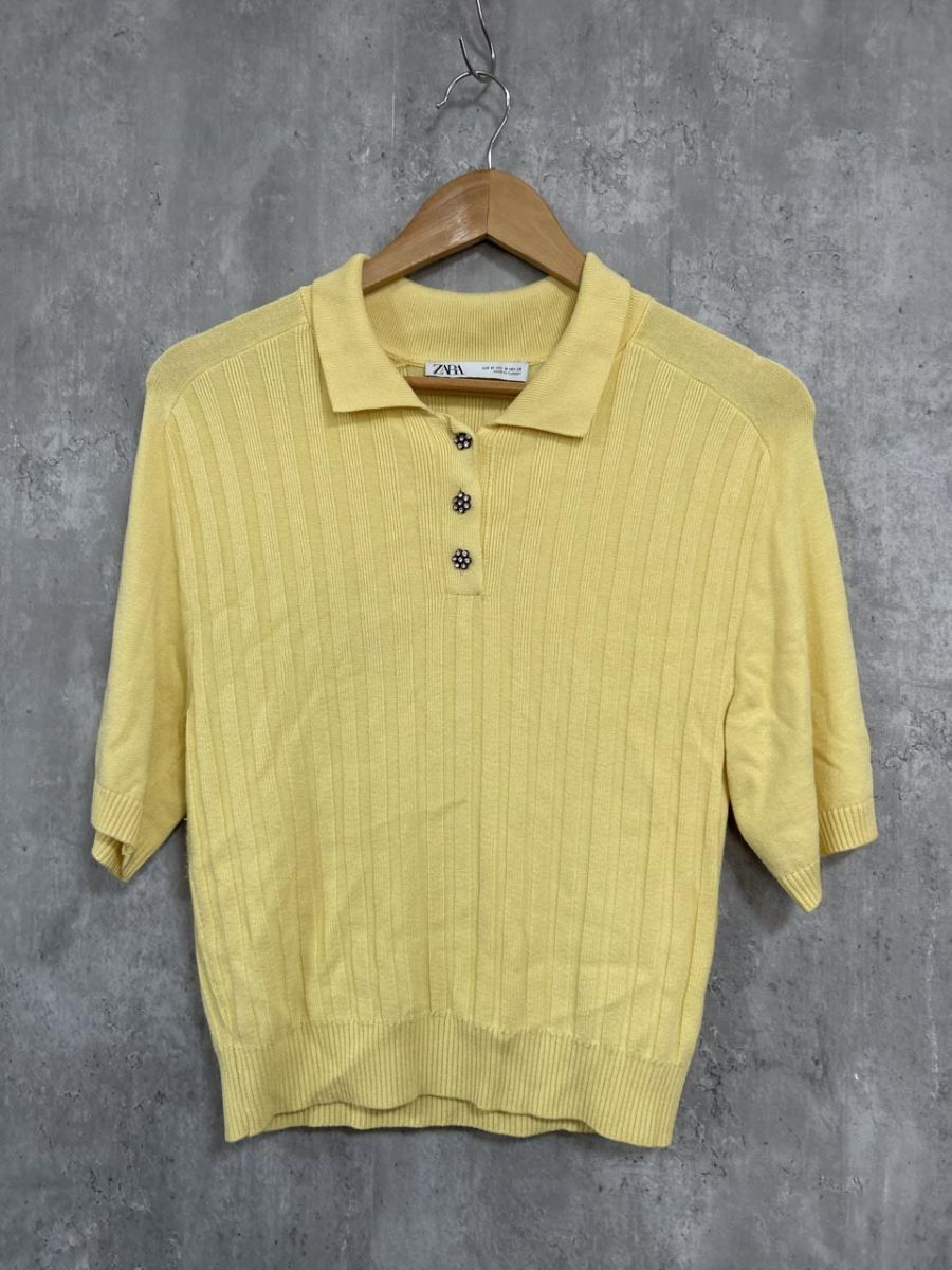 ネコポスOK ZARA ザラ サマーニット カットソー sizeM/黄 ■◆ レディース拍卖