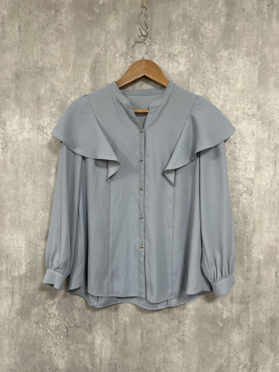 ネコポスOK NOLLEY’S ノーリーズ ラッフルブラウス ブラウス シャツ size36/水色 ■◆ レディース拍卖