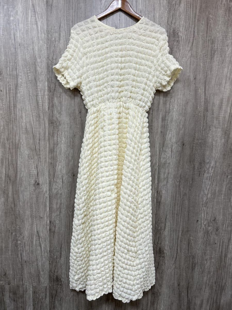 ネコポスOK La-gemme ポコポコ ロング Aライン ワンピース sizeF/クリーム ■◆ レディース拍卖