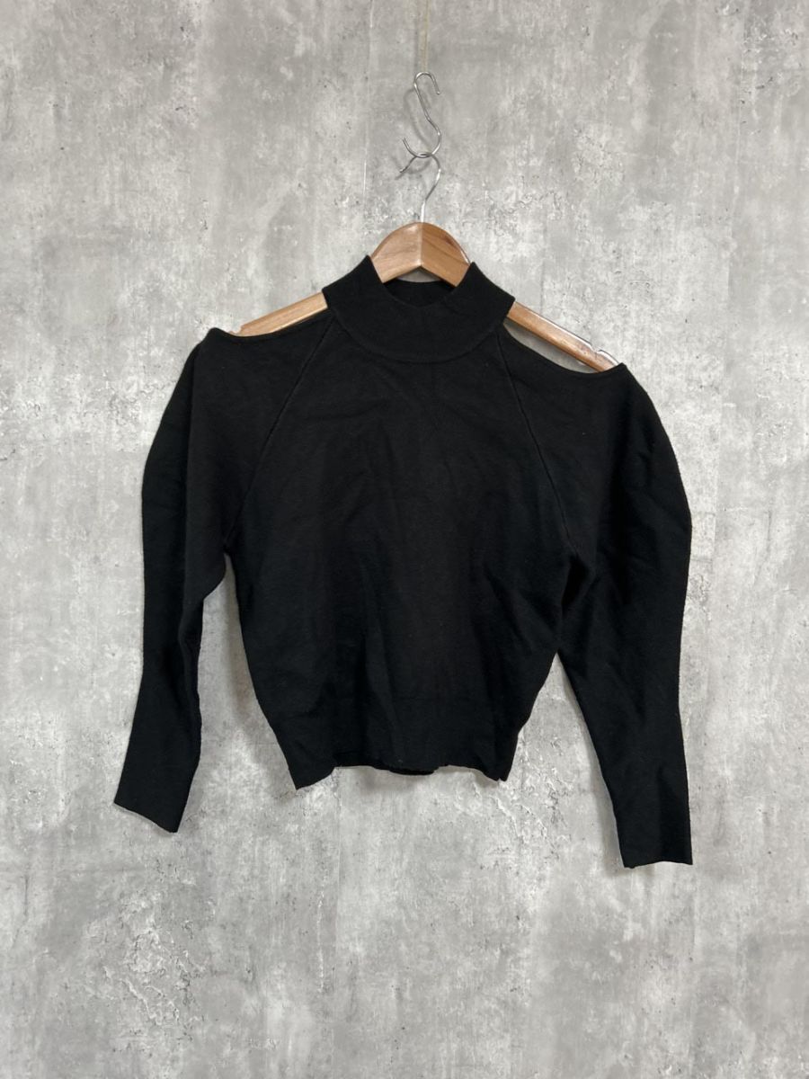 MURUA ムルーア ショルダーオープンパフ タートルネック ニット セーター sizeF/黒 ◆■ レディース拍卖