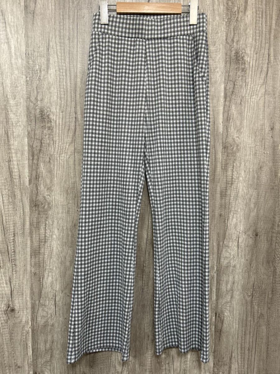merry jenny メリージェニー チェックカット イージー パンツ sizeF/白xグレー ◆■ レディース拍卖