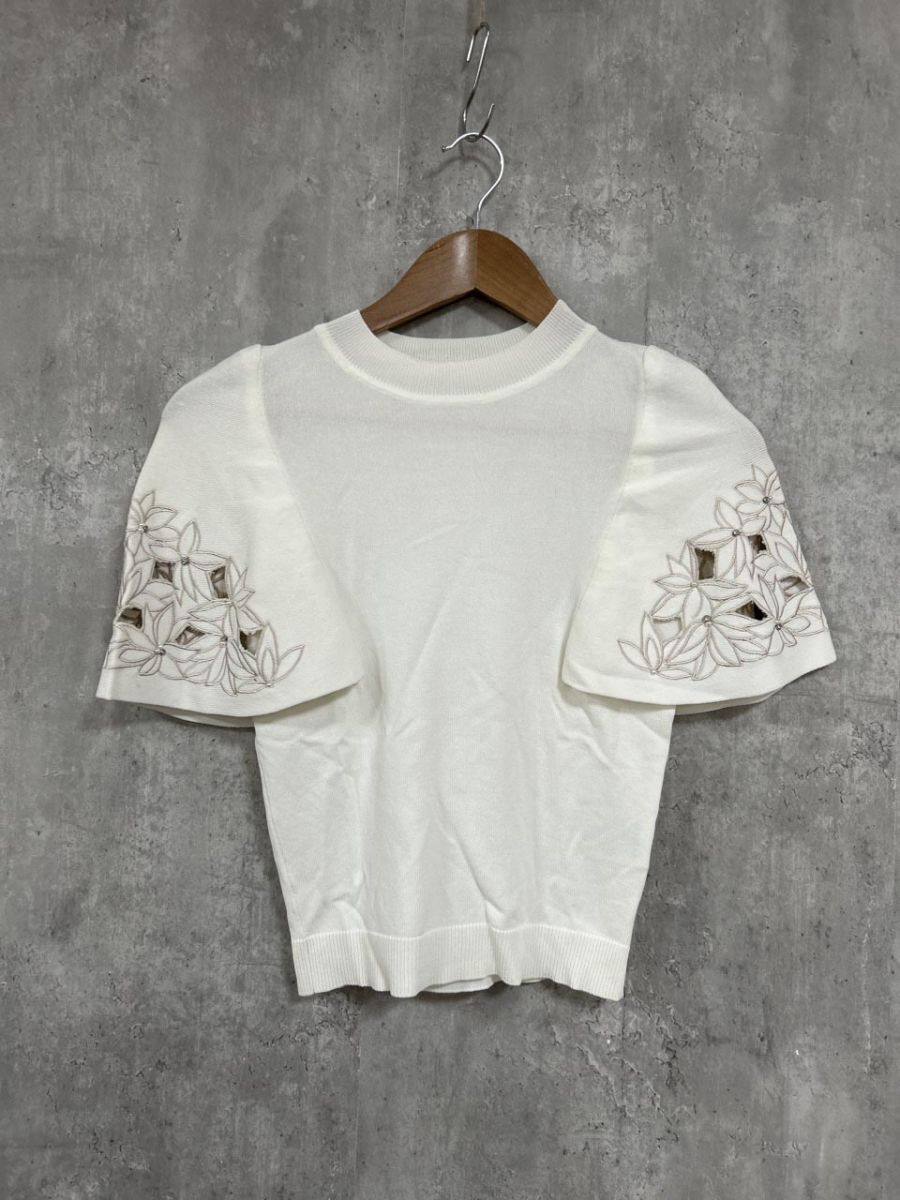 ネコポスOK MISCH MASCH ミッシュマッシュ 花柄 サマー ニット セーター sizeM/白 ■◆ レディース拍卖