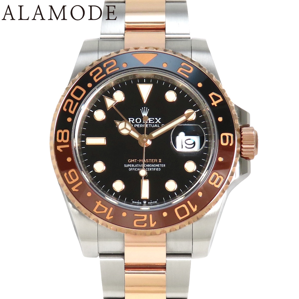 【保証書付】ロレックス 126711CHNR GMTマスター2 K18PG×SS 自動巻き 腕時計 2021年 ブラック メンズ 41100087807【アラモード】拍卖