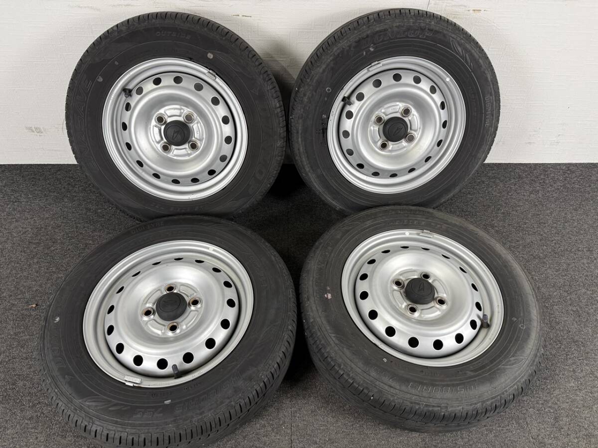 溝あり2019年ダンロップEC202×3本 EC204×1本 サマータイヤ4本セット 145/80R13 ダイハツ純正スチールホイール 13×4.00B 4J 4H100 ハブ54拍卖