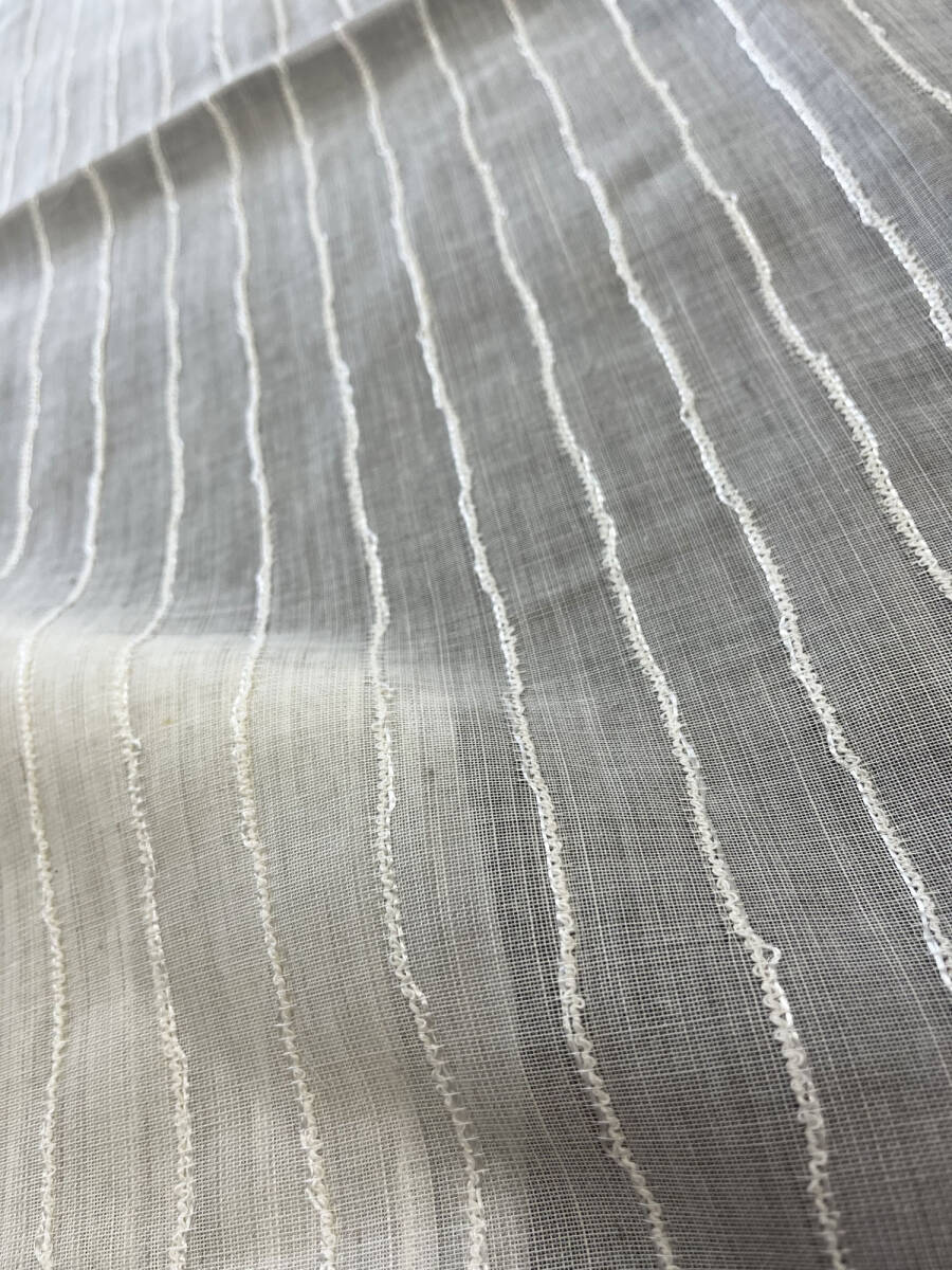 スミノエ織物:4.2M:レースカーテン生地はぎれ:ストライプ:ナチュラル拍卖