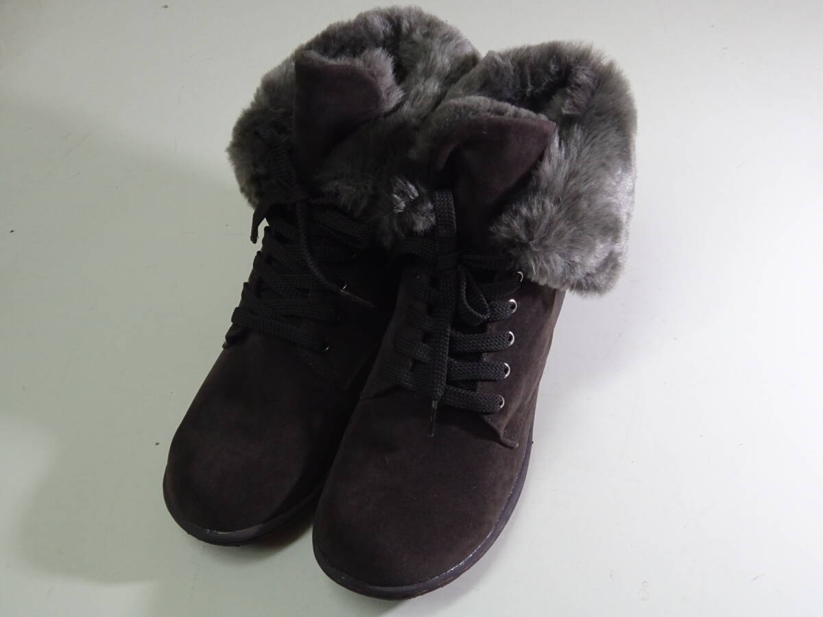 LE TALON ルタロン ファー付き レディースアップ ショート ブーツ 未使用品 サイズL 日本サイズ24cm前後拍卖