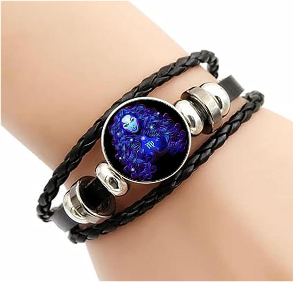 新品 革紐風ブレスレット 暗闇で光る 調整可能 スピリチュアル 星座 女神拍卖