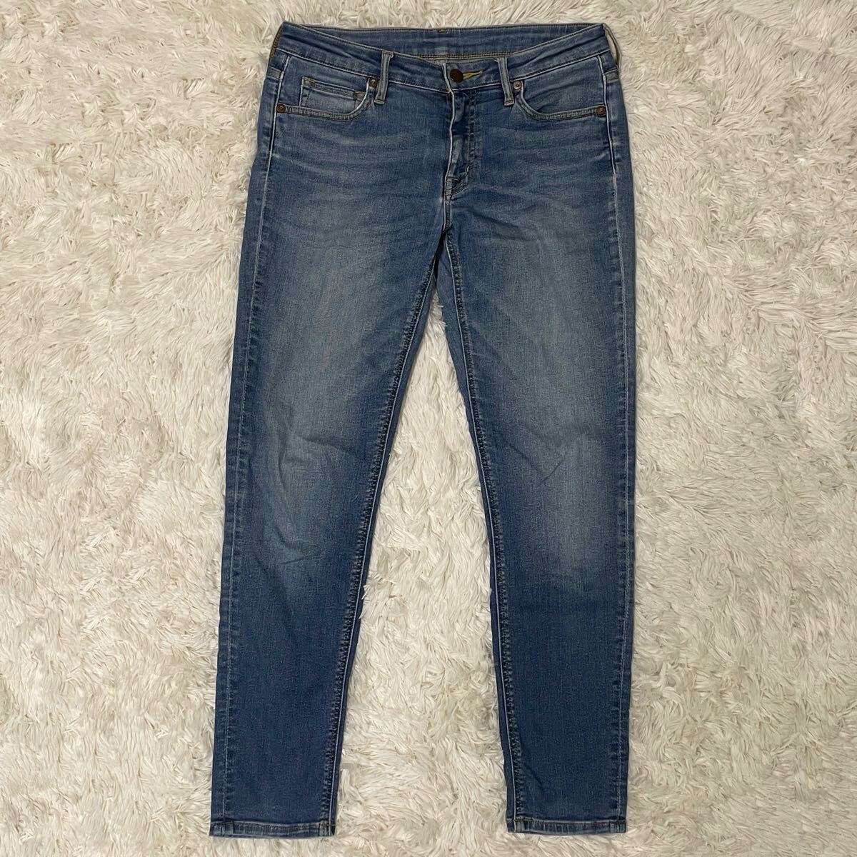 良品計画 無印良品 レディース デニム ジーンズ ジーパン ボトムス ズボン 25インチ 綿91% ライトブルー 送料無料 匿名配送 拍卖