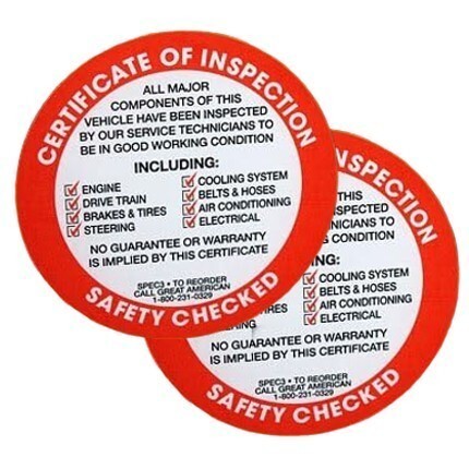 SAFETY CHECKED Sticker アメリカ整備用ステッカー レッド 2枚セット拍卖