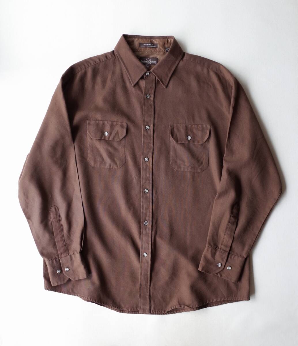 80's ビンテージ Northwest 長袖 シャツ XL (大きめ 2XL相当) ブラウン 茶系 年代物 レトロ USA古着拍卖