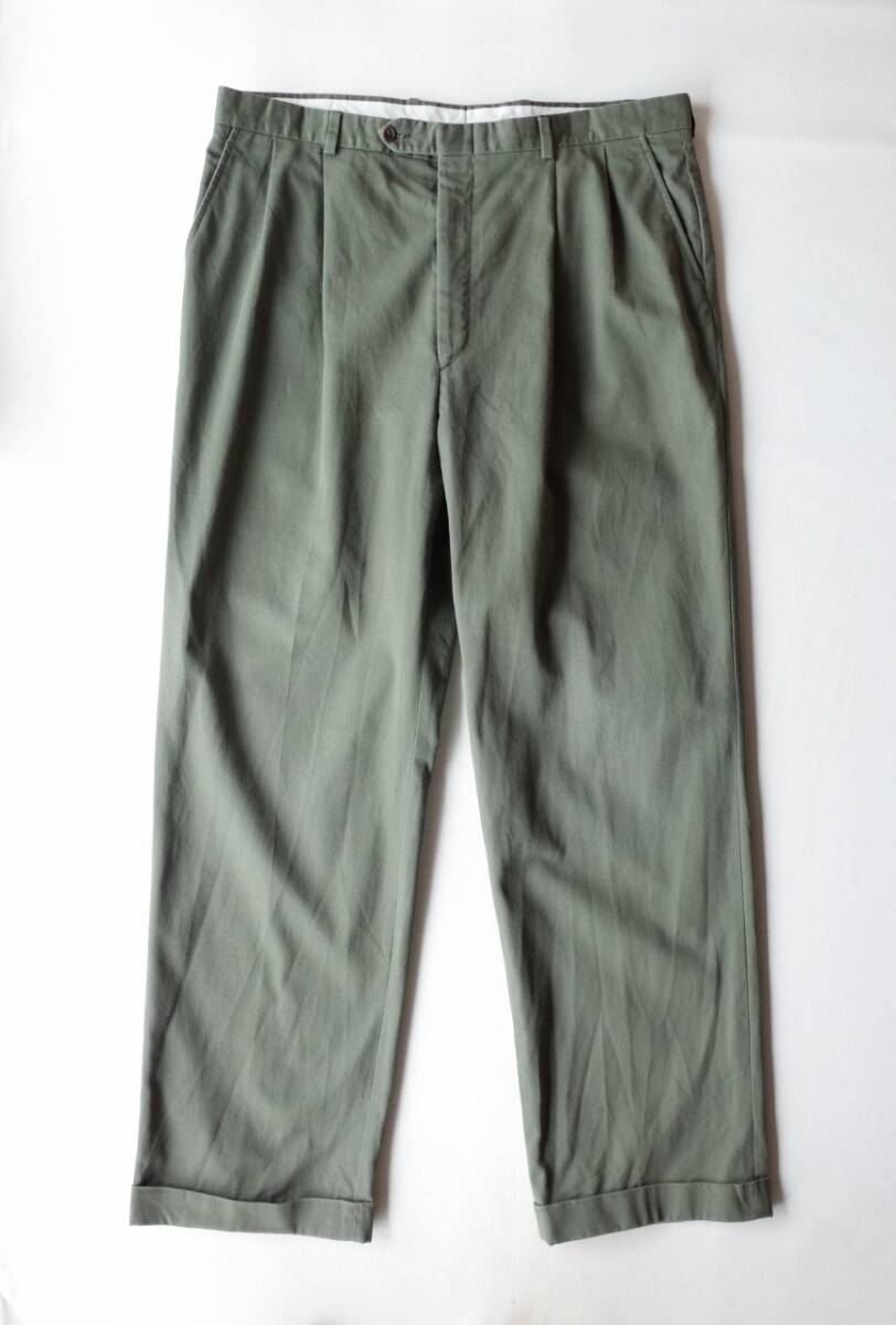 90's ビンテージ USA製 Burberrys バーバリーズ コットンパンツ チノパン オリーブ グリーン 緑 2タック拍卖