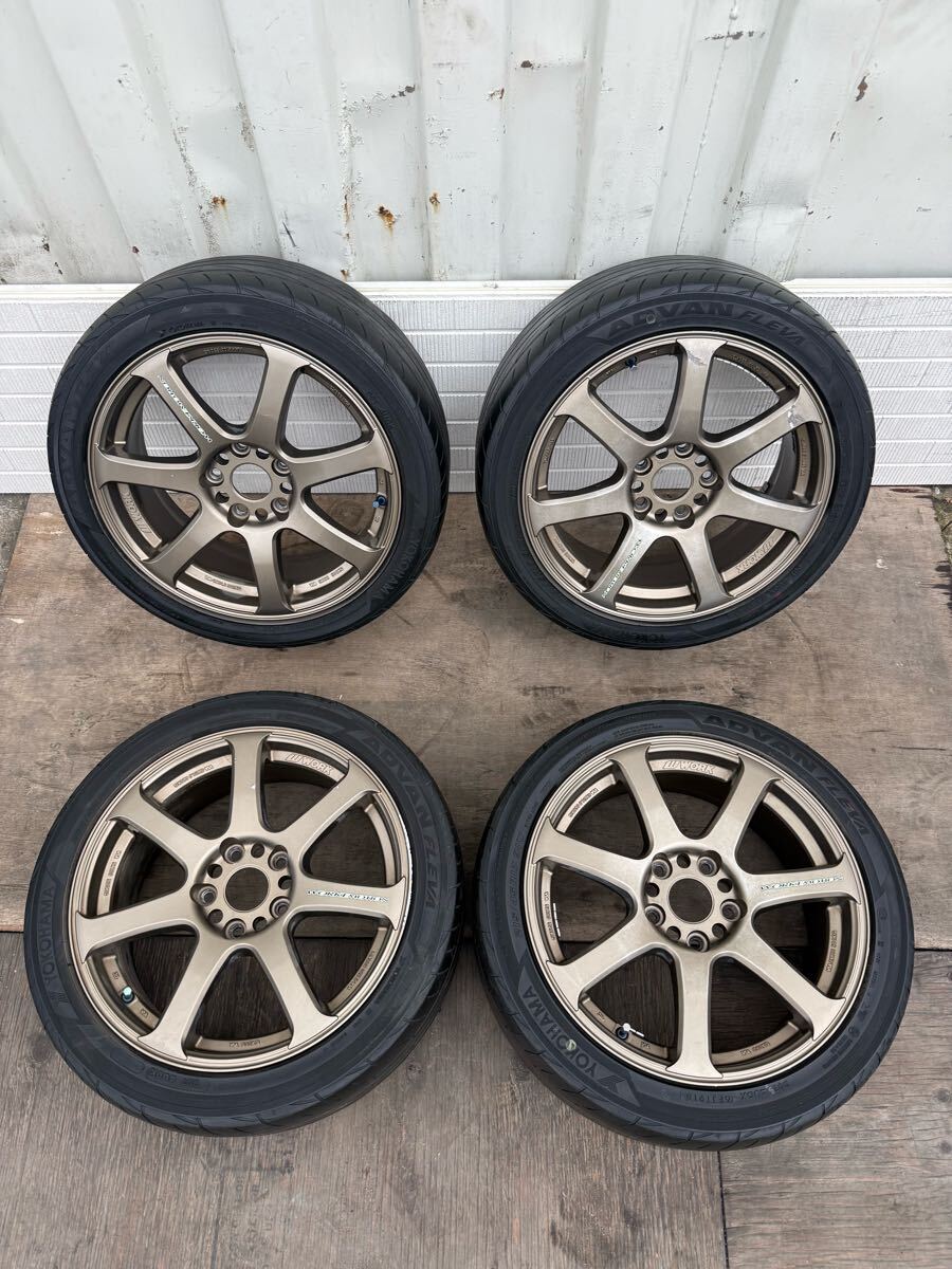 WORK EMOTION 17インチ 7J +47 PCD114.3 5穴 ヨコハマ ADVAN FLEVA 215/45R17 4本セット拍卖