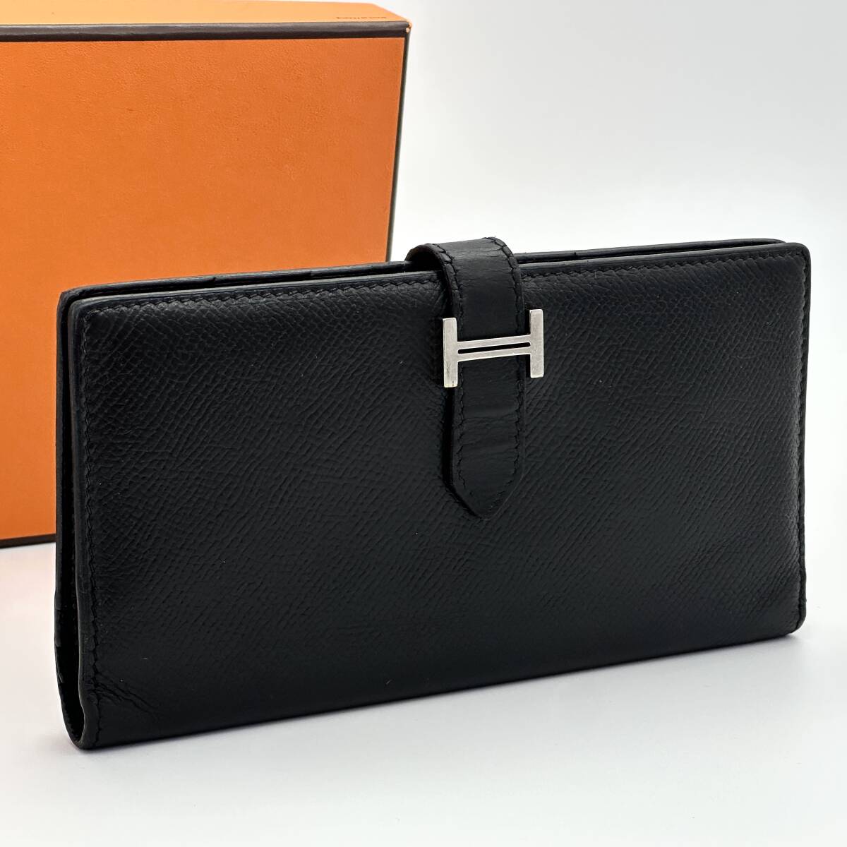 HERMES エルメス べアンクラシック 長財布 ブラック □J刻印拍卖