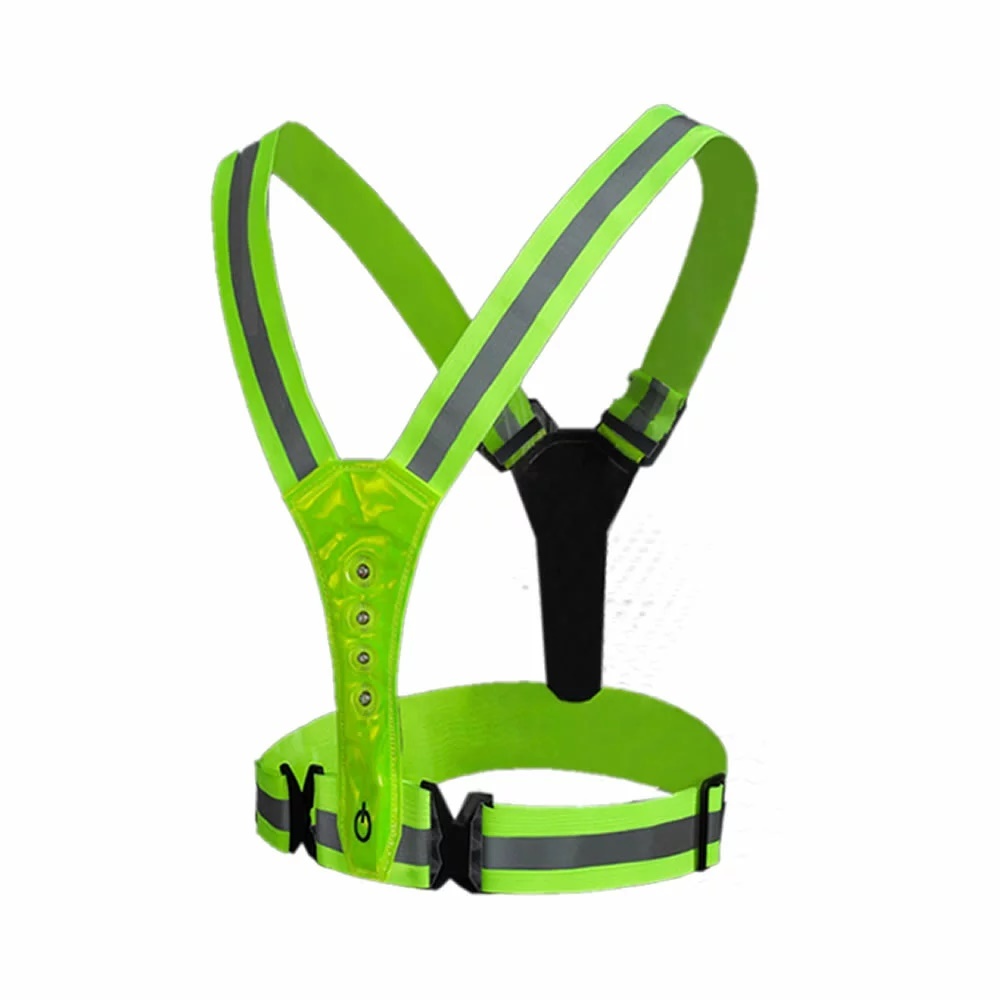 LED 安全ベスト 蛍光 照明 4灯 ランニング 夜 夜間 現場 反射 マラソン スポーツ ベルト調節 夜間作業 交通整備 男女兼用 警備拍卖