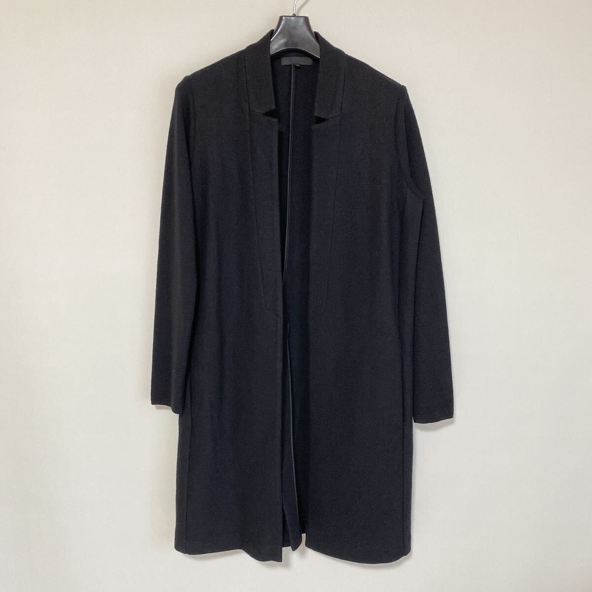 アイシービー ウール ノーカラー ロングコート 黒 ブラック 薄手 軽量DMW拍卖