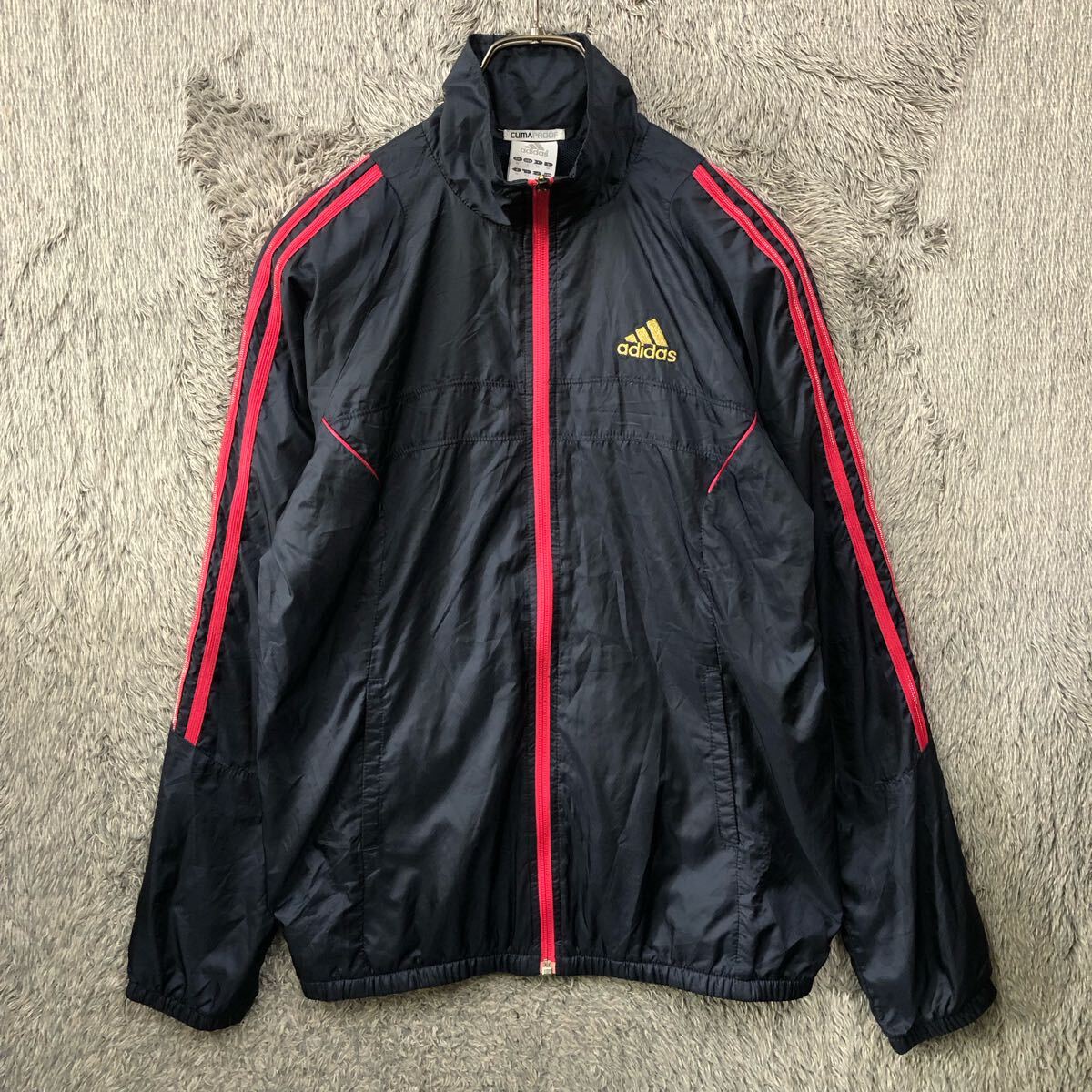 adidas アディダス ナイロンジャケット ウインドブレーカー サイズM ブラック 黒 ワンポイント ロゴ刺繍 メンズ トップス 最落なし(766)拍卖