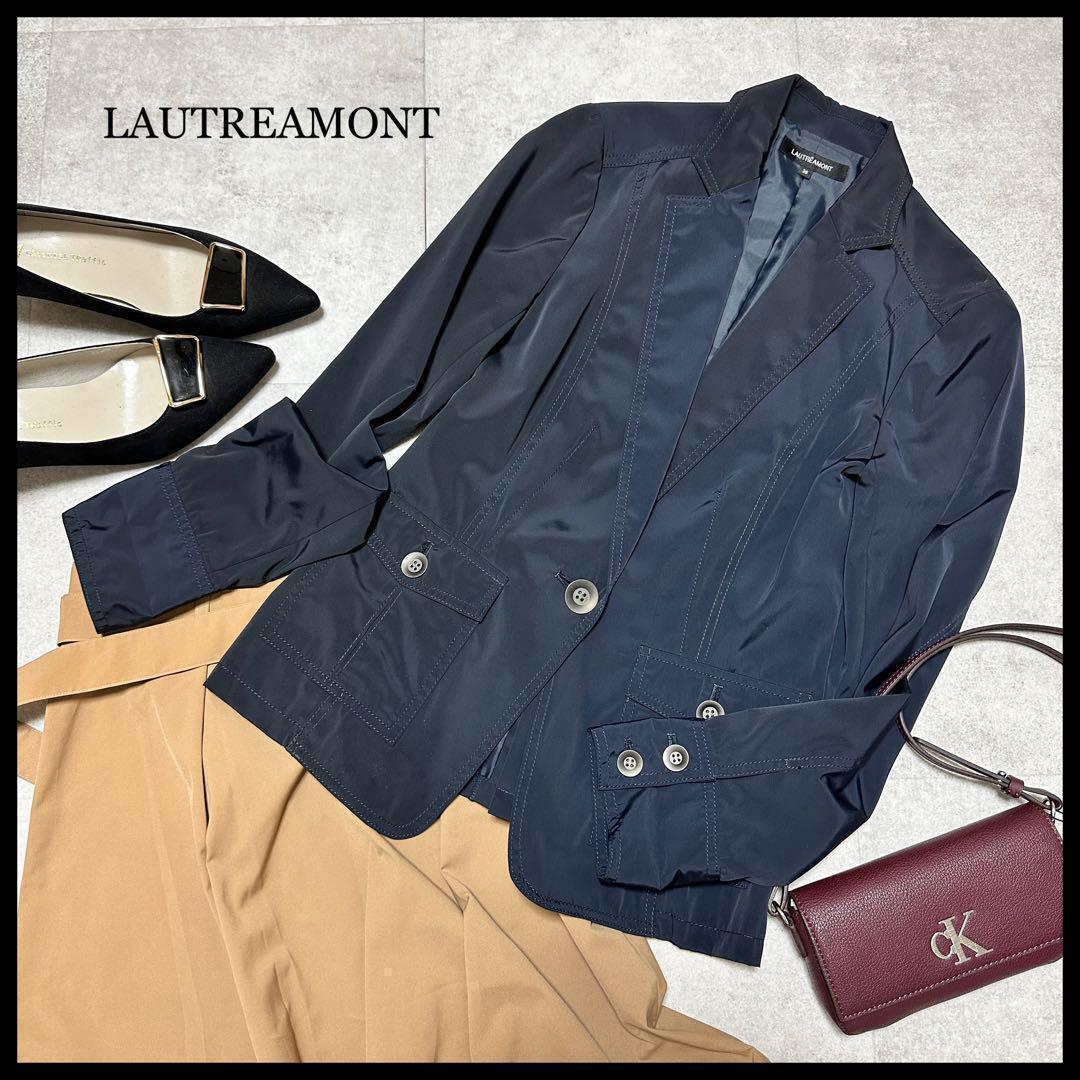 LAUTREAMONT ロートレアモン テーラードジャケット シャカシャカ ナイロン 光沢 紺 M.拍卖