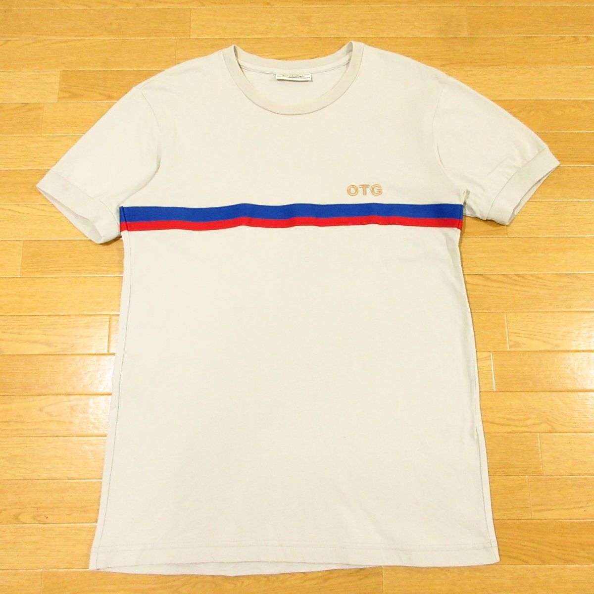 ◎Onitsuka Tiger オニツカタイガー リンガー Tシャツ ボーダー切り替え OTG 刺繍ロゴ メンズ ライトグレー Mサイズ◆AA4322拍卖