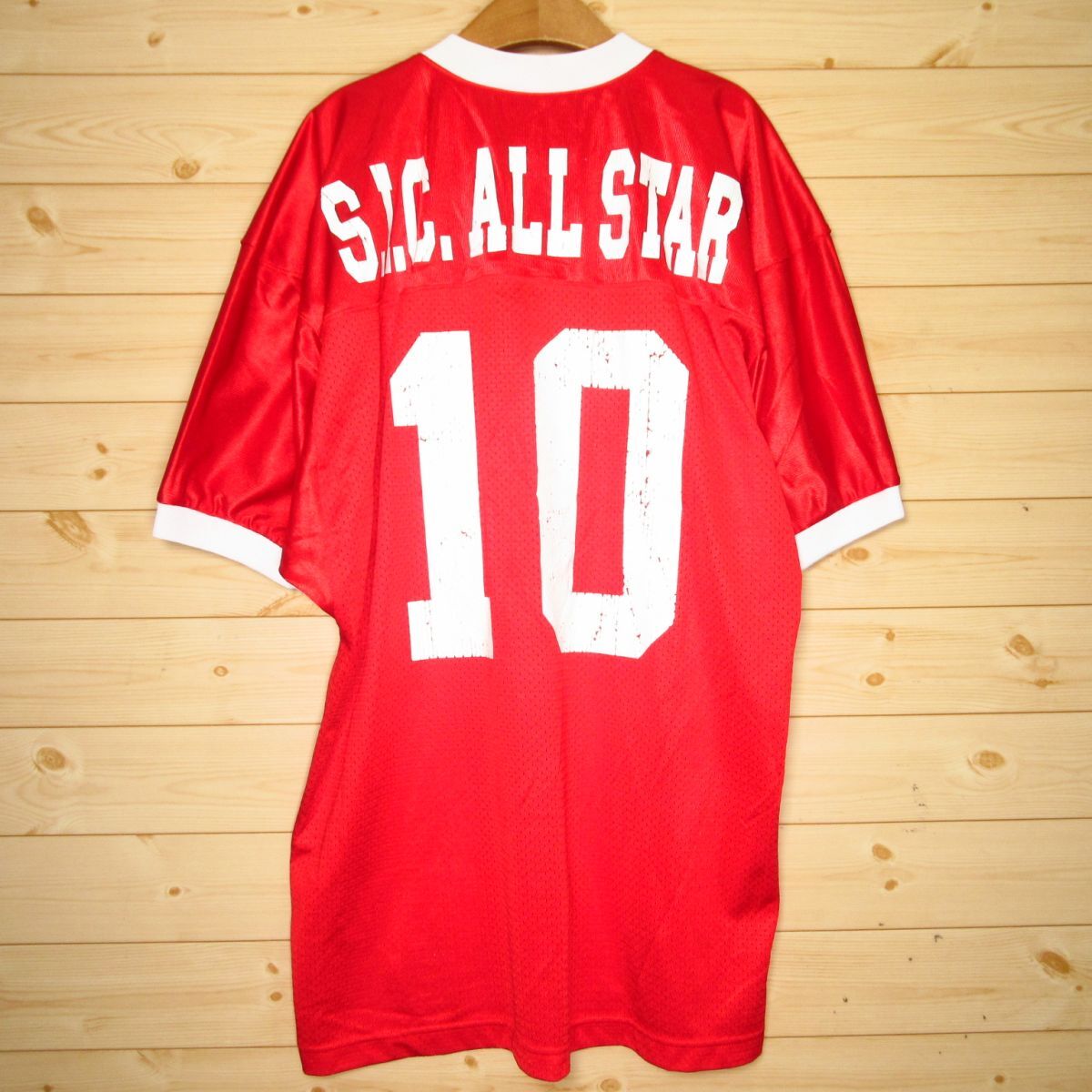 ◎SIC ALL STAR オールスター アメフト 選抜 ユニフォーム ジャージ 半袖 #10 支給品 実使用 メンズ 赤 M-Lサイズ◆AU0738拍卖