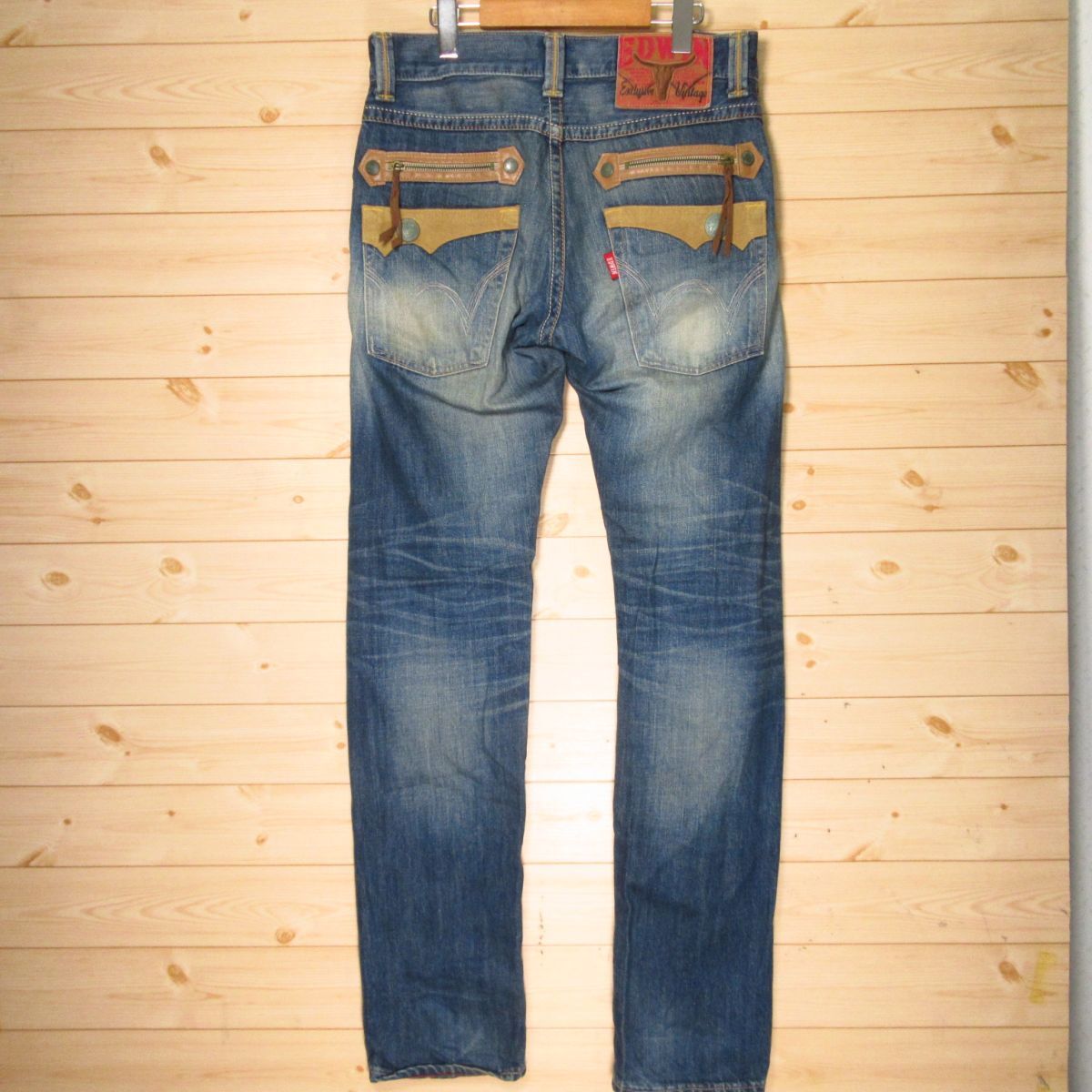 ◎使用少なめ!EDWIN XV エドウィン 483XVS デニムパンツ ウエスタン調 鬼ヒゲ ヴィンテージ加工 メンズ 青 size 30◆PA3959拍卖