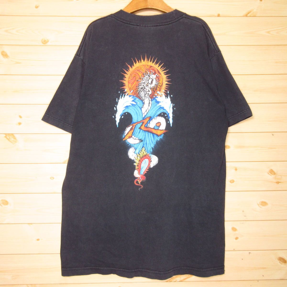 ◎90s!RUSS-K ラスケー サーフボード ドラゴン Tシャツ 半袖 TEE 龍 サーフィン ストリート ヴィンテージ メンズ 紺 ネイビー M◆AA4422拍卖