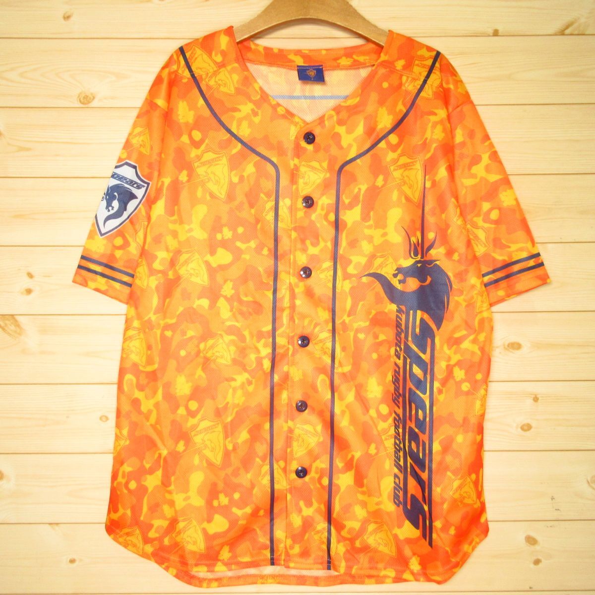 ◎美品!クボタスピアーズ ラグビー部 応援 ユニフォーム Tシャツ 半袖 ドライ グッズ メンズ オレンジ Mサイズ◆AU0878拍卖