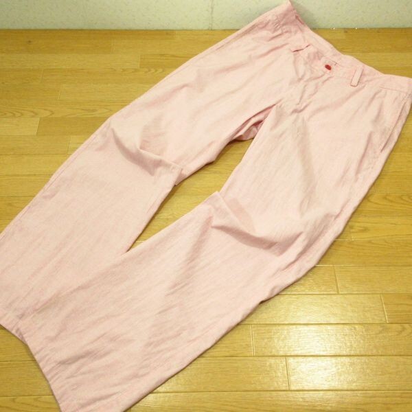 ◎使用少々!adidas GOLF アディダスゴルフ ロングパンツ ストレッチ ストライプ柄 オールシーズン メンズ 白×ピンク W82サイズ◆PA3910拍卖