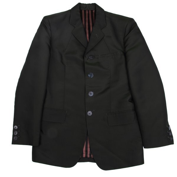 ジャンポールゴルチエ オムJean Paul GAULTIER HOMME ポリ混ストライプライニングジャケット 深緑48拍卖