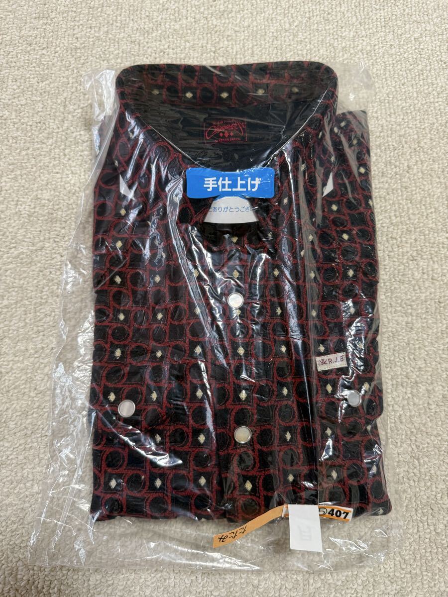 美品 THE FLAT HEAD RJB レッド×ブラック総柄ウエスタンシャツ 38拍卖
