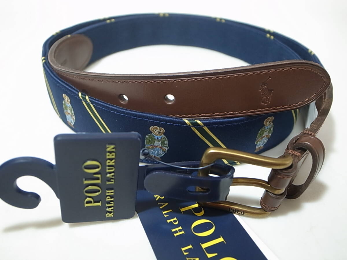 【送料無料 即決】 POLO RALPH LAUREN POLO BEAR BELT ポロベアー ベルト 紺 NAVY ネイビー サイズ42 新品 ポロベア 熊 ポロラルフローレン拍卖
