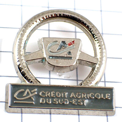 ピンバッジ・車のハンドルCAクレディアグリコル銀行シルバー銀色◆フランス限定ピンズ◆レアなヴィンテージものピンバッチ拍卖