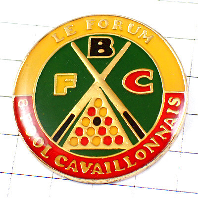 ピンバッジ・ビリヤード撞球場キュー2本と球 BILLARD BILLIARD CAVAILLON FRANCE◆フランス限定ピンズ◆レアなヴィンテージものピンバッチ拍卖