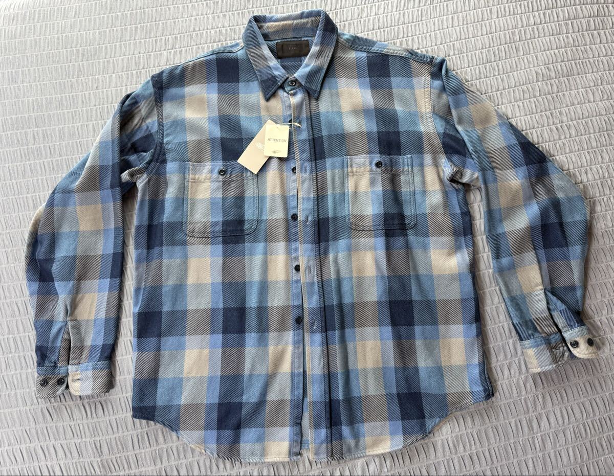BEAMS ATTENTION INDIGOチェック長袖シャツLサイズ 未使用品 ビームス インディゴ ネルシャツ拍卖