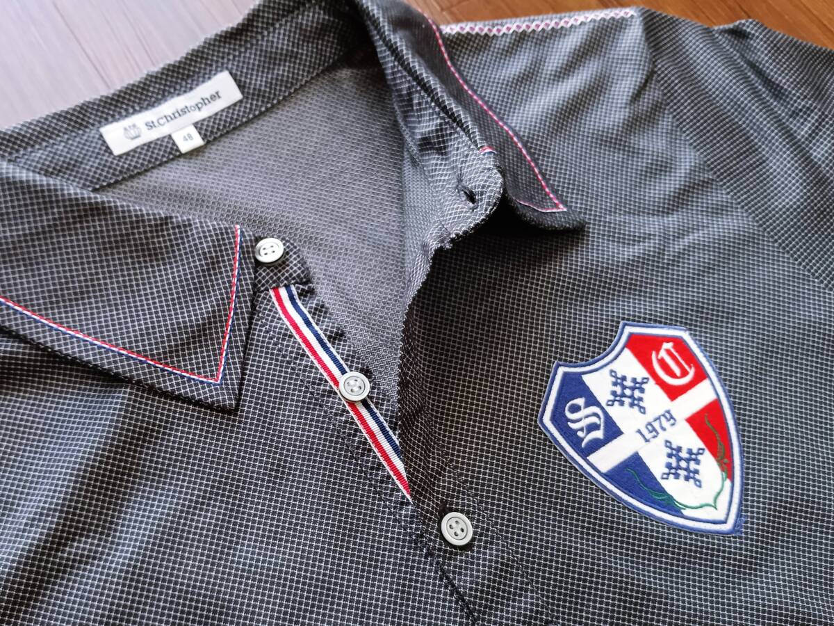 美品!高品質!St.Christopher セントクリストファー 吸汗速乾 ワンポイントエンブレム刺繍 半袖ゴルフポロ(48=S-M相当)価格14000円 日本製拍卖