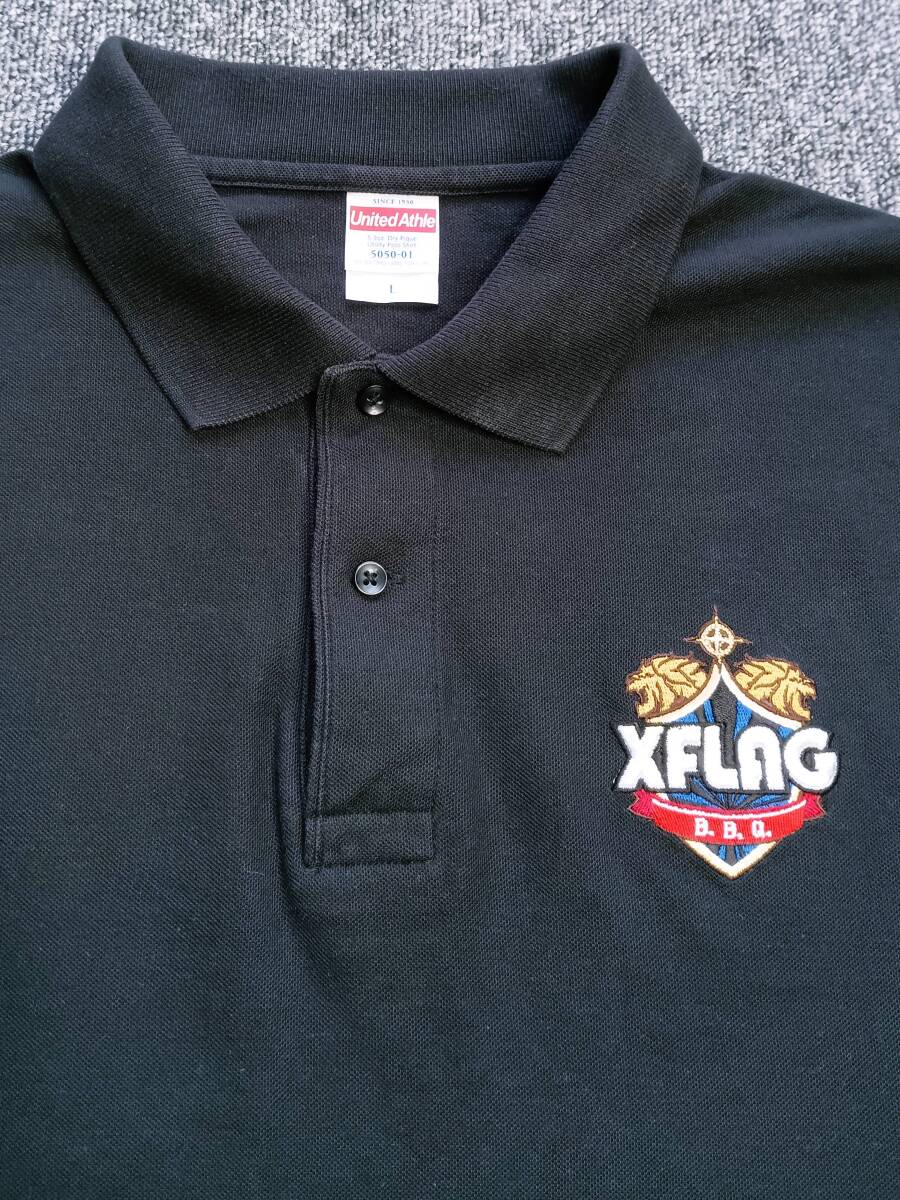 美品!非売品!XFLAG B.B.Q STAFF エックスフラッグ 支給品スタッフポロシャツ(黒M-L相当)拍卖