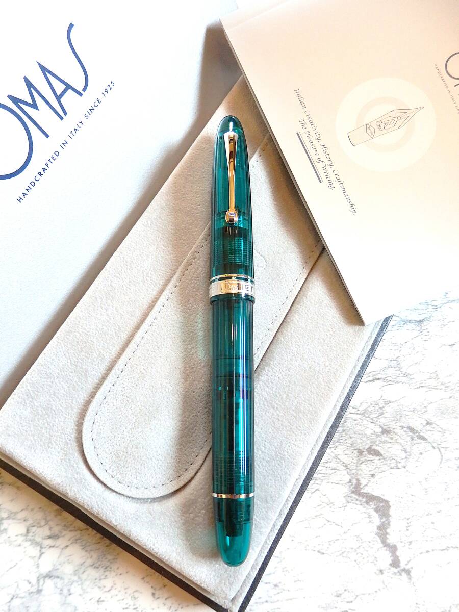 ◆【極上物】Omas オマス オジヴァ ビンテージコレクション アルバグリーン万年筆 ペン先:18K750ソリッドゴールド M拍卖